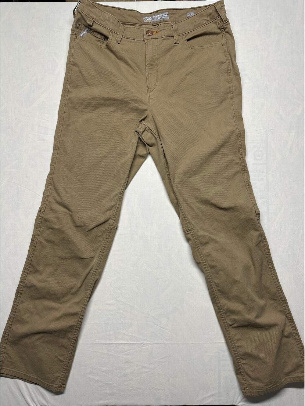 Ariat Rebar Perfect Rise Straight Work Pants Khaki Tan Women's Size 33L EUC
